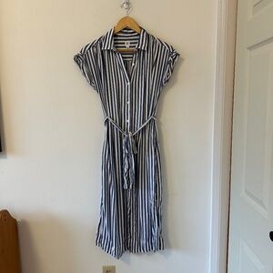 Gap Striped Mid Length Button Front Shirt Dress | Size XS